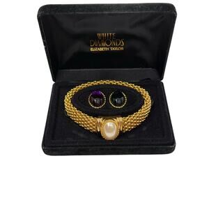 Elizabeth Taylor White Diamonds Gold-Tone Mesh Interchangeable Bracelet GS